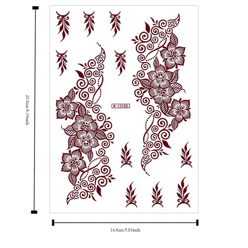 Red Mehndi Stickers Henna Tattoo Stickers Fake Tattoo for Women Red Henna Tattoo Decals  Girls