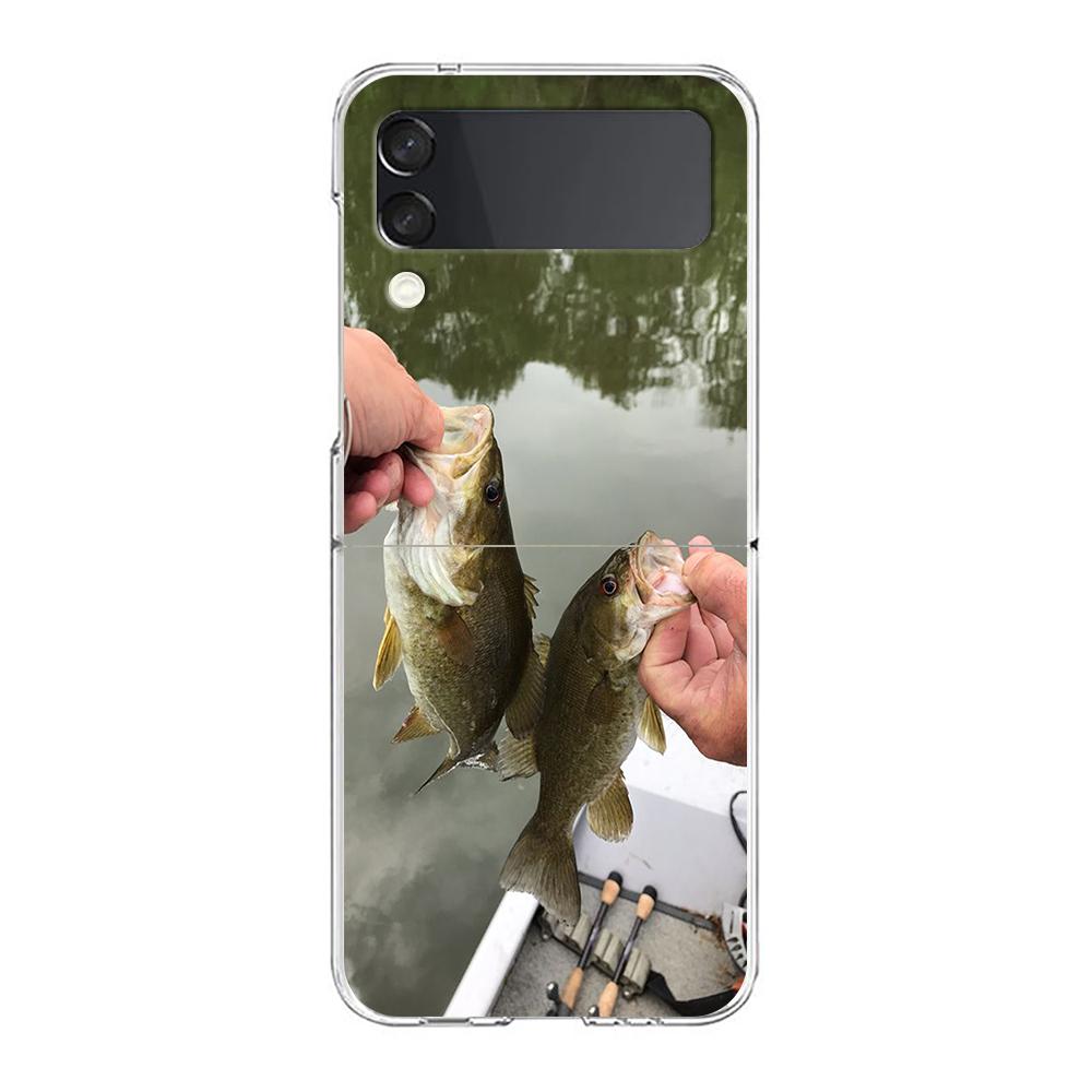 Fishing Phone Case For Samsung Galaxy Z Flip 3 4 5 Hard Folding Clear PC Bumper For Samsung Z Flip 6 Back Cover