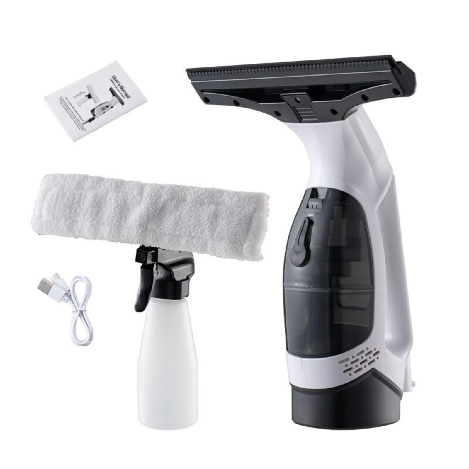 

Handheld Rechargeable Electric Window Cleaner with Spray Bottle and Microfiber Cloth for Home Car Tile and Mirror Cleaning One Size белый