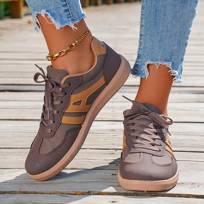 

Lucyever женские осенние трендовые кроссовки на шнуровке, удобные разноцветные туфли на плоской подошве, женская обувь для активного отдыха, ходьбы, скейтбординга 36 кофейный