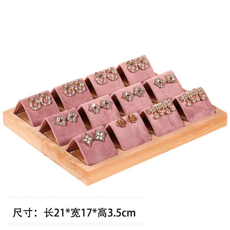 Solid Wood Counter Props Jewelries Rack Ear Jewelry Display Rack Various Types of Jewelry Decoration Racks Velvet Earring Holder