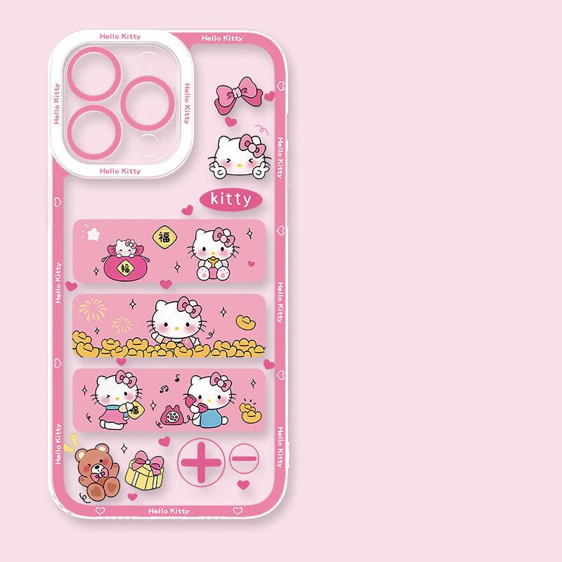 Pink Cute Hello Kitty Phone Case For Iphone 17 Air 17 Pro Max 16 15 14 12 13 11 Pro Max X 16e 16 Plus 13 Mini INS Thin Cover