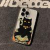 INS Cartoon Black Kitten Kitten Phone Case for  IPhone 15 14 13 12 11 16 17 Pro Max 16 15 14 Plus Shockproof Transparent Cover