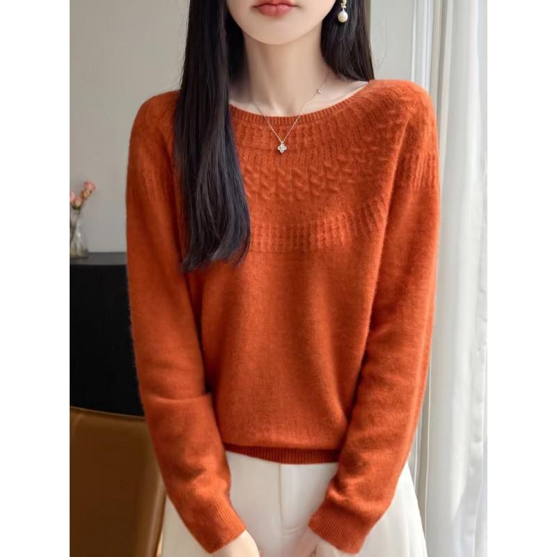 Womens Chunky Knit Sweater With Cable Cutout Detail Round Neck Long Sleeve Loose Fit Winter 2026