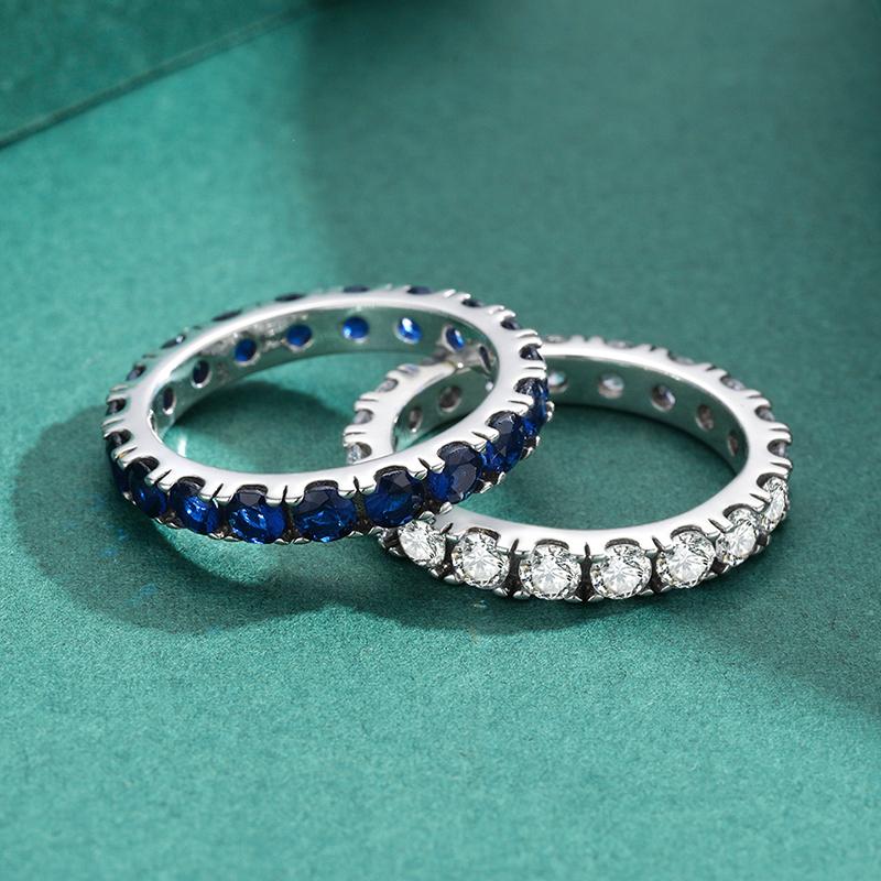 MODIAN Luxury Sparkling Blue Cubic Zirconia Ring 925 Sterling Silver Classic Stackable Finger Rings For Women Statement Jewelry