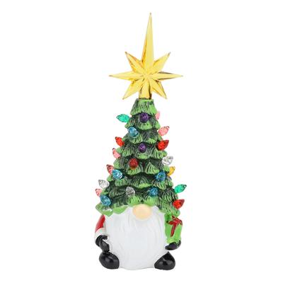 Dwarf Xmas Tree Decoration Resin Colorful Light Compact Gnomes Xmas Tree Ornament for Home Counterto