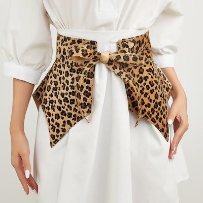 French Niche Design Sense Of Hierarchy Leopard Print Dovetail Waist Seal Strap Waist Belt