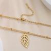 Cazador Leaf Pendant Double Chain Necklaces for Women Fashion Stainless Steel Necklaces Jewelry 2026 Birthday Gift New Wholesale