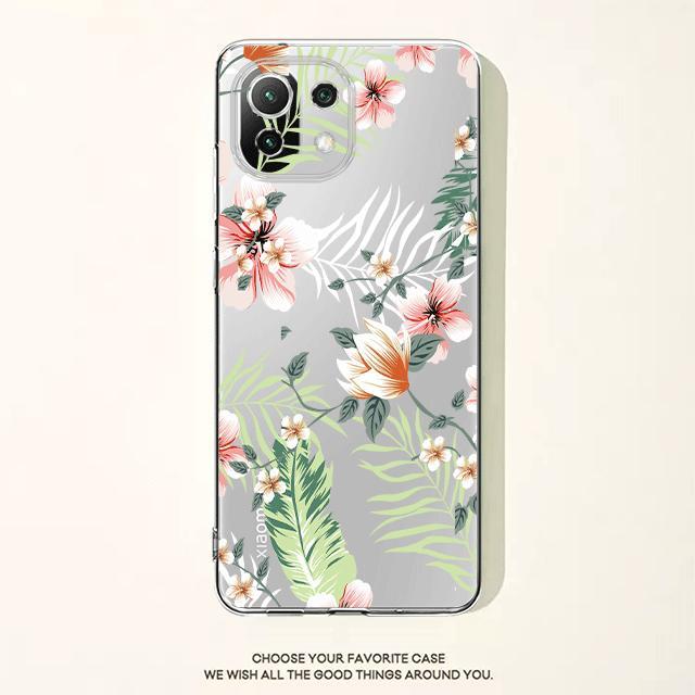 Cute White Rabbit Flower Floral Clear Case For Xiaomi Poco X3 Nfc X3pro M3 F1 F3 For Mi 11 12 13 11x 12x Pro 11 10 Lite 11t 10t