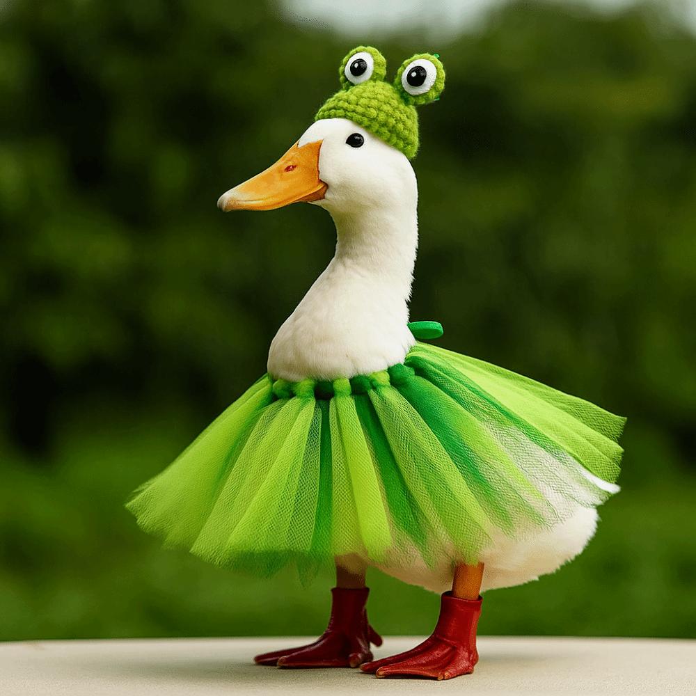 Adjustable Porch Goose Costume Hand-Hooked with Hat Halloween Goose Decoration Colorful Christmas Duck Outfits Fall Festival