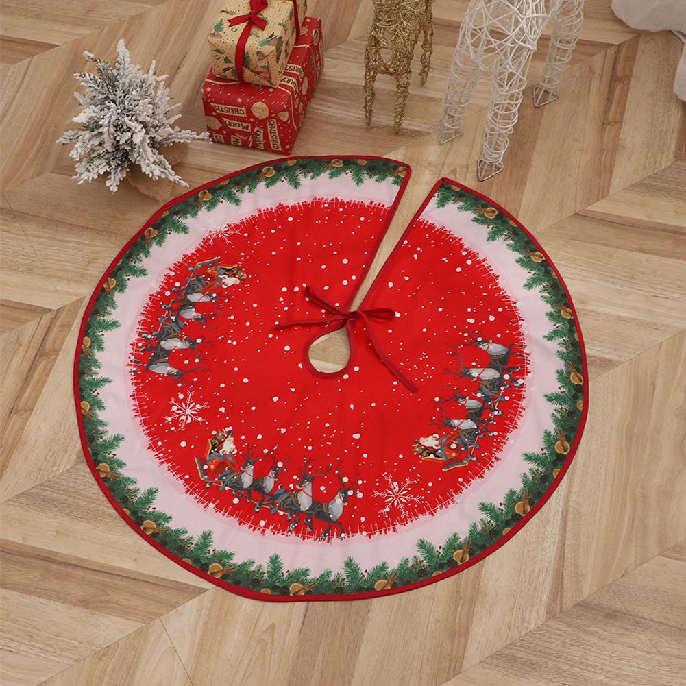 Christmas Tree Skirt Snowflake Santa Claus Printed Xmas Tree Bottom Decor Mat Merry Christmas Decoarations Home Party Ornaments