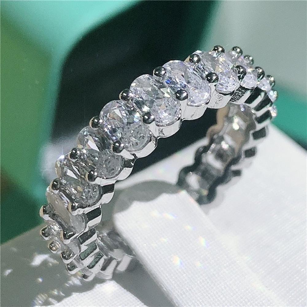 European & American Style Zircon Women's Luxury Ring, Fully Paved Diamond Engagement & Banquet Jewelry