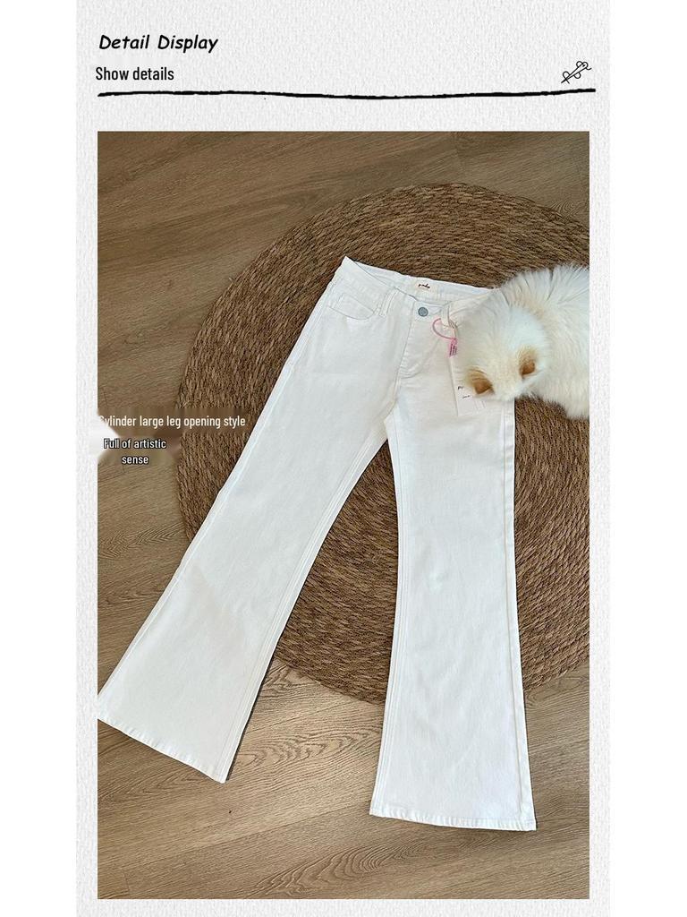 Original Popchee Super White Cow Low-Waist Wide-Leg Stretch Jeans - Comfort Fit, Slimming & Figure-Flattering