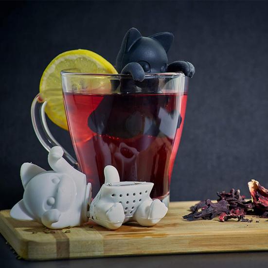 Yousheng Silicone Tea Infuser Cat Shaped Strainer Loose Leaf Tea Brewer Cute Cartoon Tea Filter for Home Office