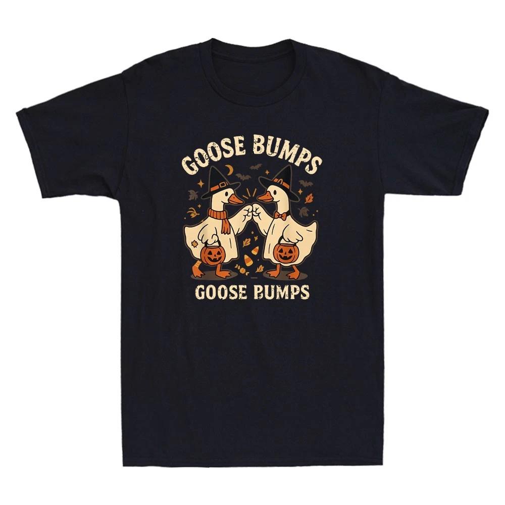 Goose Bumps Funny Halloween Witch Geese Fist Bump Graphic Vintage Men's T-Shirt