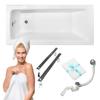 Besco Rectangular Bathtub Talia 100x70 with Chrome Siphon and Legs