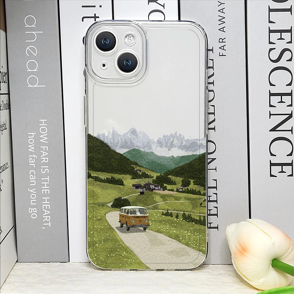 Painting House Mountain Landscape Phone Case for IPhone 17 16 15 14 11 12 13 Pro Max 7 8 Plus 12 13 Mini X XS Max XR Soft Cover