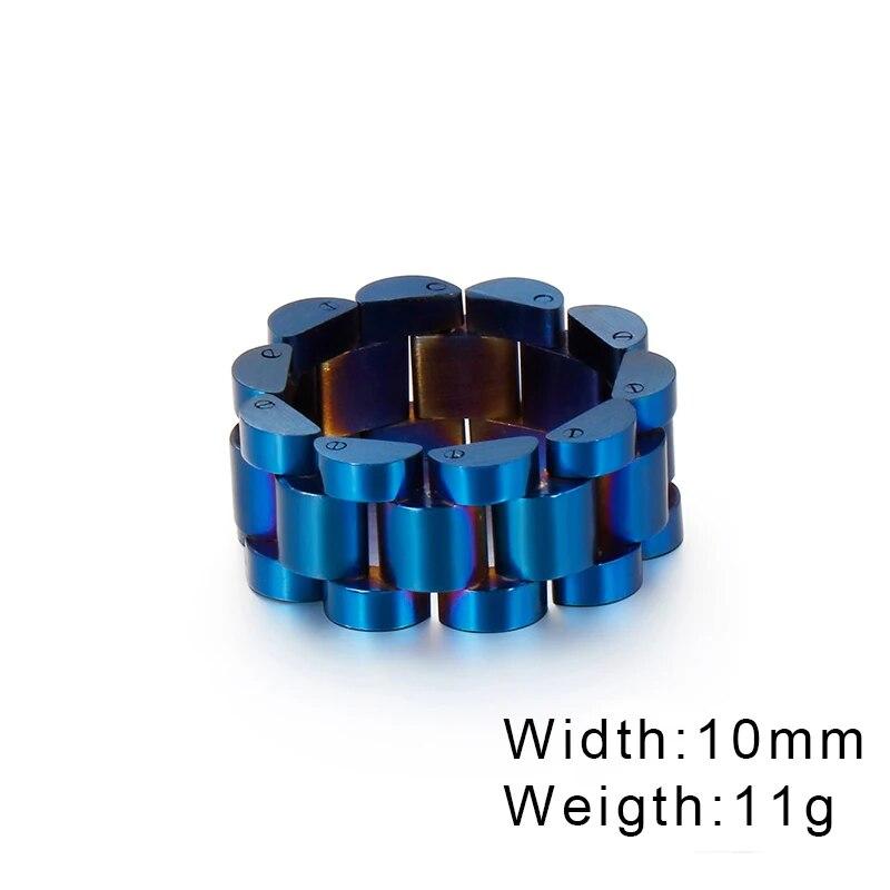 Fongten Retro Watch Link Chain Men Ring Stainless Steel Rock Biker Finger Men and Women Punk Couple Rings Fashion Jewelry Gift