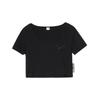 Moisture Wicking Solid Color Crew Neck Short Sleeve T-Shirt Women Tops Black 538358-01