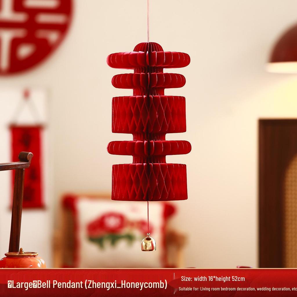 Double Happiness 3D Honeycomb Ball Ornament Set for Wedding & Engagement Decor
