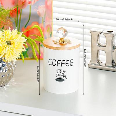 ZISIZ Ceramic Tea Canister with Wooden Lid