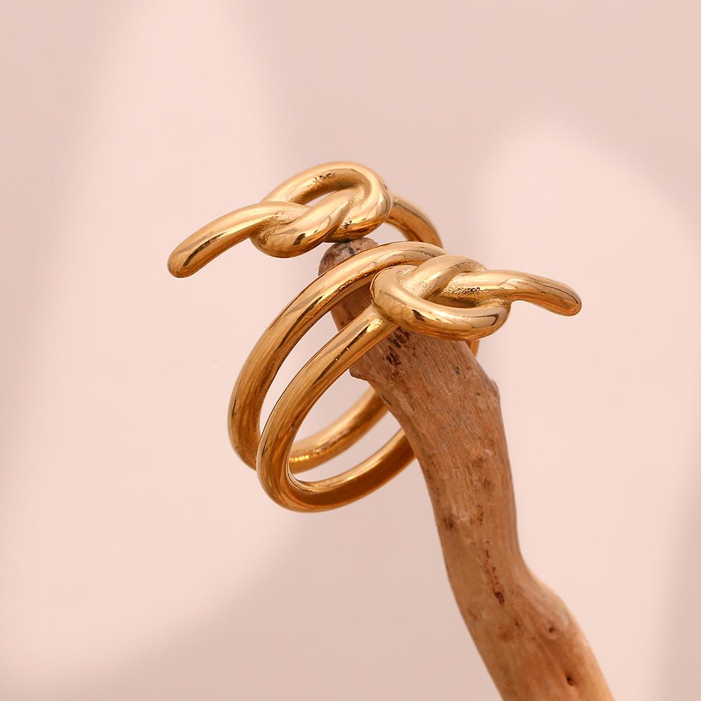 MamacitaSlay Vintage Dreilagige Knotenringe Wasserdicht Trendiger Damen-Schmuck aus Edelstahl Damen Accessoires Geschenke für Frauen