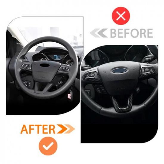 3Pcs Carbon Fiber Color Steering Wheel Cover Fit For Ford Focus ST RS 2015-2017