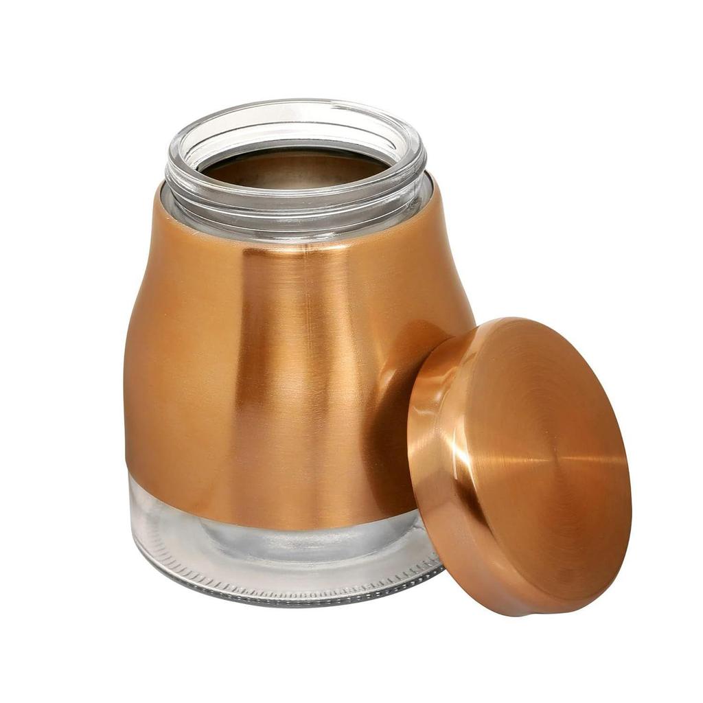 880 ML Airtight Rose Gold Finish - Bell Bottom Glass Jars Set of 6 Containers for Pulses, Dry Fruits, Snacks, Tea, Coffee, Kitchen Pantry Storage