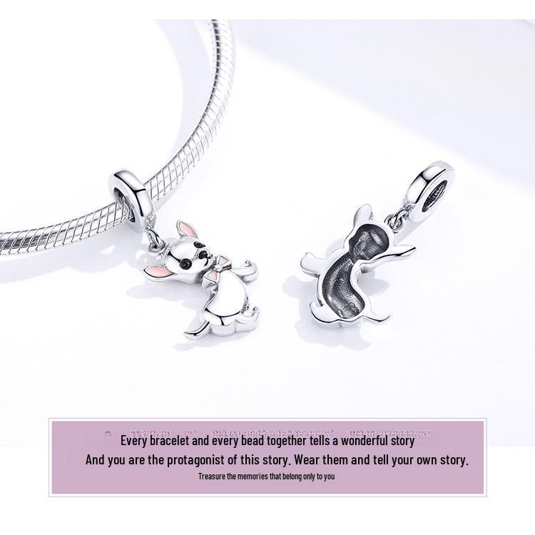 Chihuahua S925 Sterling Silver Puppy Pendant Bracelet – Cute Animal Fashion Accessory SCC1317