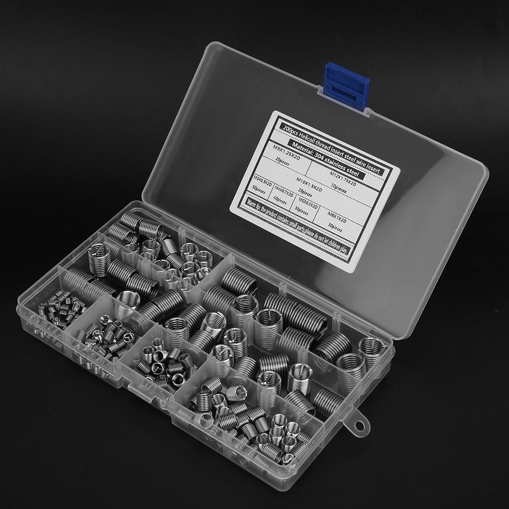 200pcs 304 Stainless Steel Thread Insert M3M12 Inner Thread Insert Assorted Set