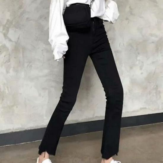 Women's Plus Size Light Blue High-Waist Straight Leg Jeans with Bow Embroidery - Summer Slimming Wide Leg Pants