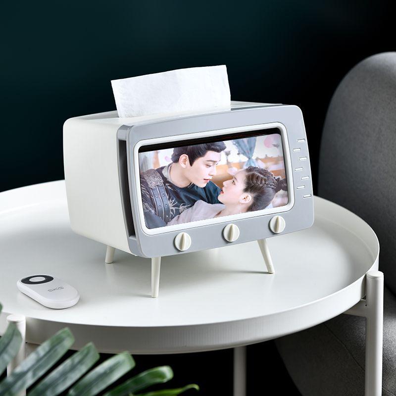 Nordic TV Tissue Box & Mobile Holder - Multifunctional Living Room Shelf
