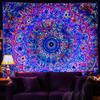 PRRPRR Blacklight Mandala Tapestry for Bedroom, UV Reactive Trippy Wall Tapestry, Bohemian Aesthetic Wall Art Decor for Adults Teens and
