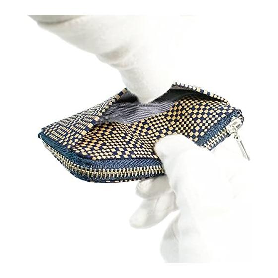 Inden-ya Inden Coin Purse F-Coin Purse 05 Deer Leather Navy x White Lacquer Patterned 1005-14-167 Custom Color Natural Deer Leather with Lacquer