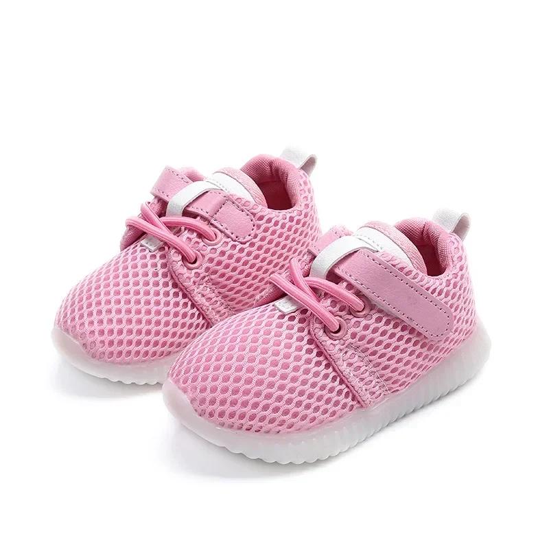 Zapatillas Children Sneakers for Boys Girls Spring New Led Mesh Casual Shoes Kids Breathable Glowing Up Tennis Sport Shoes