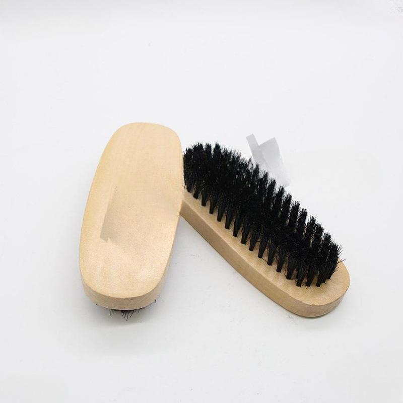 Hog Bristle Shoe Polish Brush with Solid Wood Handle - Soft Bristles for Cleaning and Polishing