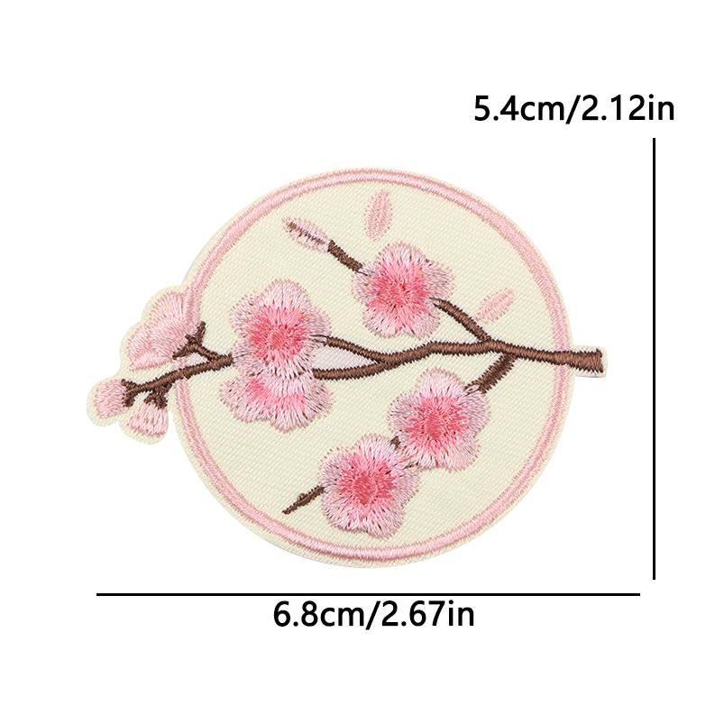 Japanese Cartoon Style Embroidery Patch Iron On Patches For Clothing Stickers Cherry Blossoms Fusible/Sewing Decorate Applique