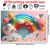 2D Colorful Rainbow Backdrop with Clouds and Balloons for Baby Shower and Gender Neutral Parties