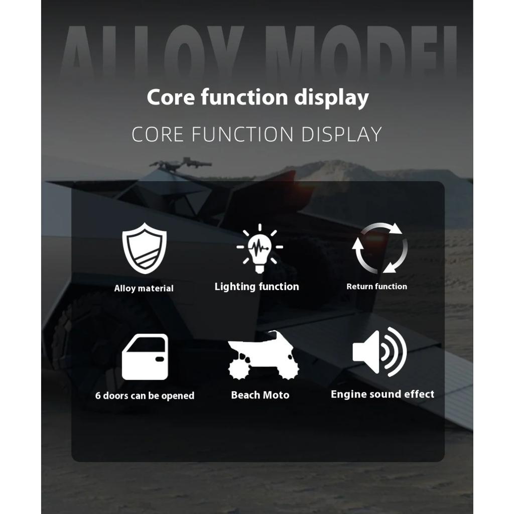 1/32 Tesla Cybertruck Pickup Alloy Diecast Model Car Sound & Light Hobbies Collection Display Decoration Children's Toy Ornaments Gift