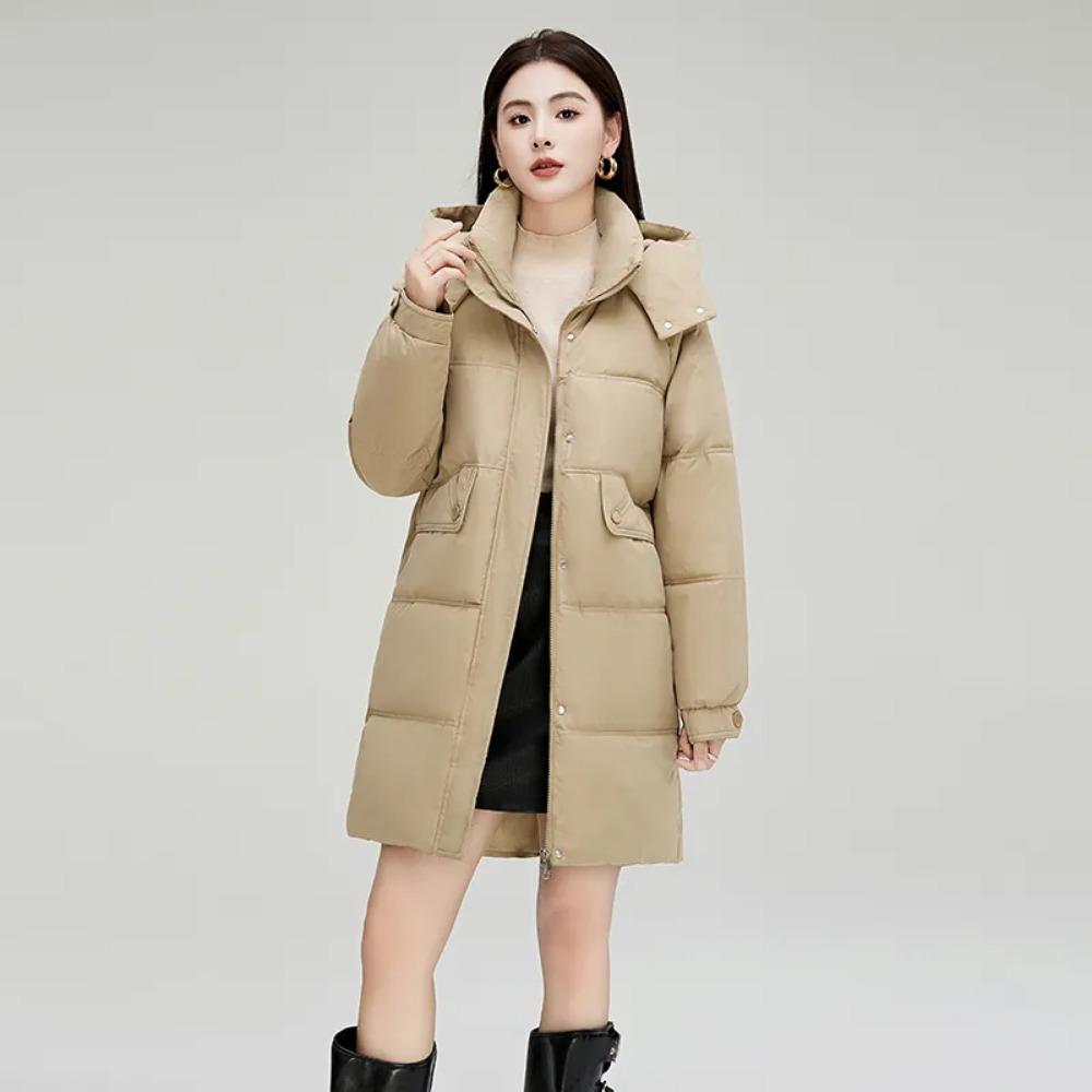 Cotton-padded Jacket Women's Mid-length Hooded Korean Winter Jacket Down Cotton-padded Jacket Thickened To Keep Warm