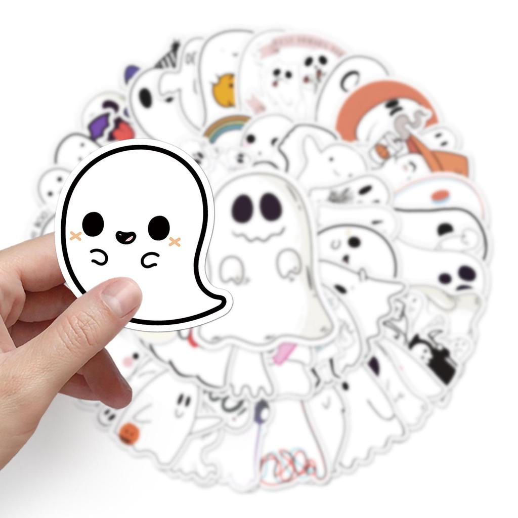 50 Cartoon Ghost Stickers for Halloween DIY Skateboard & Water Cup Decoration