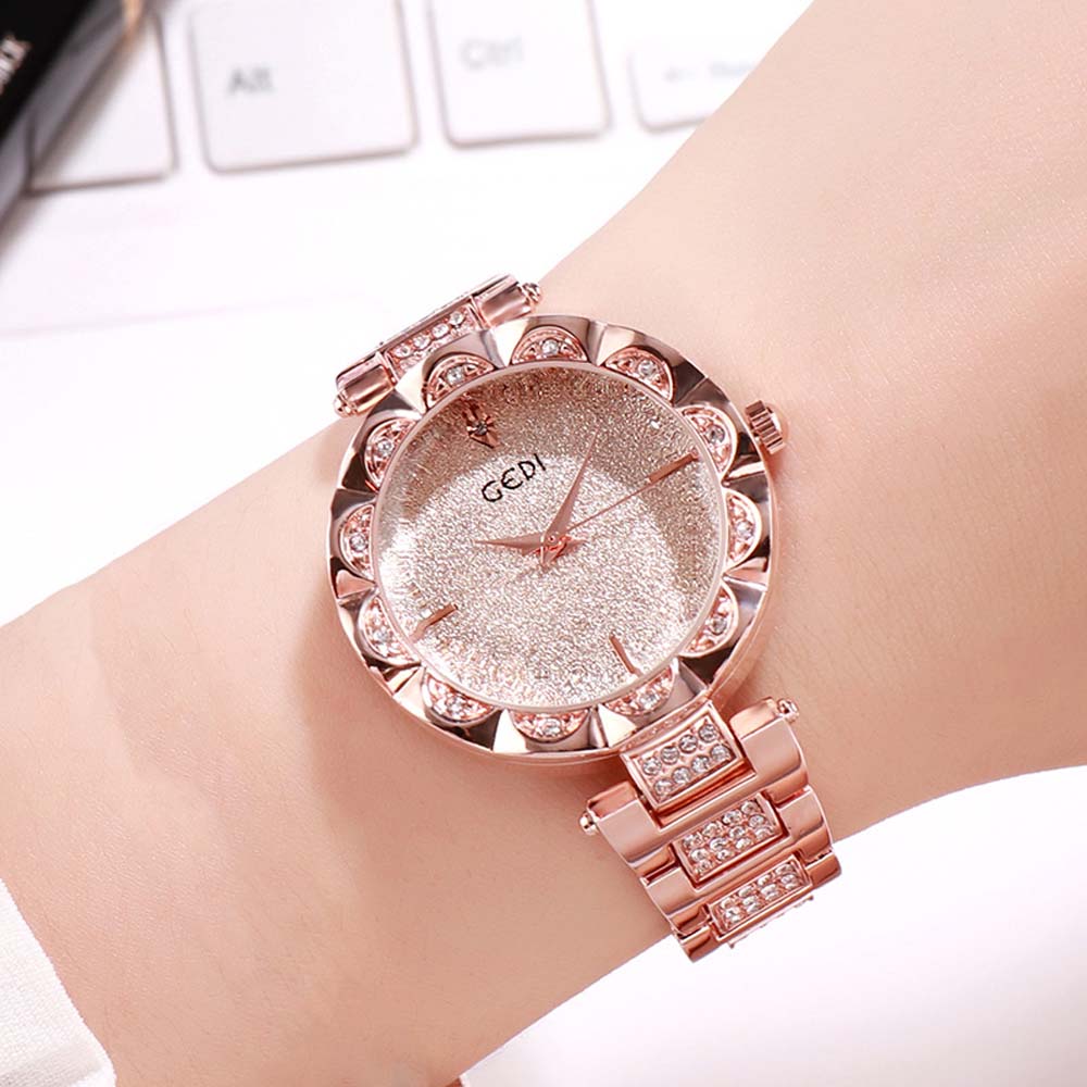 GEDI Women's Fashion Starry Sky Niche Luxury Alloy Wristwatch Waterproof Quartz Watch Adjustable Strap Watches for Woman