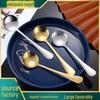 Golden Large Round Stainless Steel Spoon for Breakfast and Gift - Ideal for Stirring Lotus Root Powder