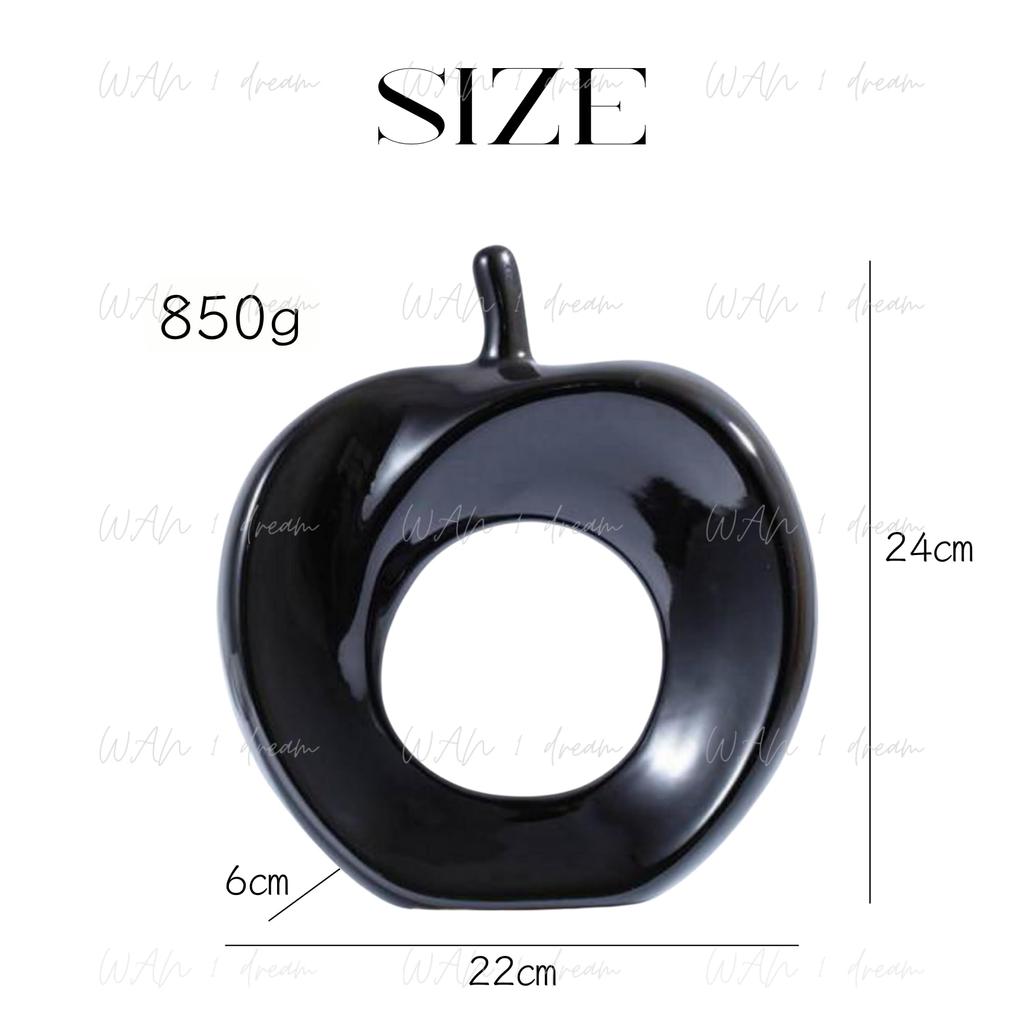 Apple-shaped Ceramic Object, 10 Colors Available, Modern Decor, Nordic Style, Art Accessory, Perfect for Gifts, Black