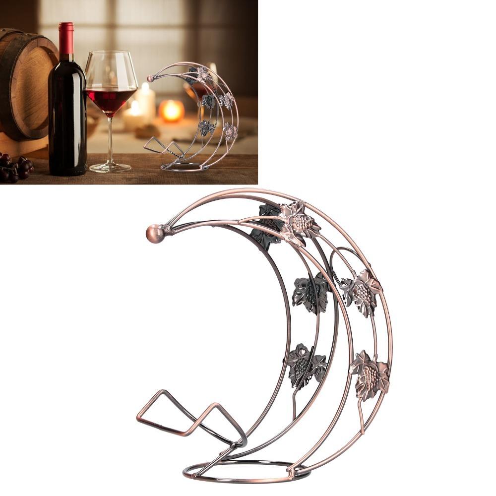 Curved Moon Shape Wine Bottle Holder Wrought Iron Single Bottle Wine Rack Metal Wine Rack Kitchen