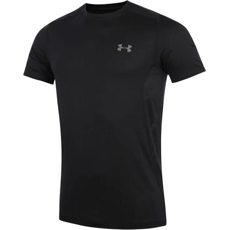 Under Armour T Shirts Men s Black/Graphite Ink Crew Neck Moderate 1257466-001 LG