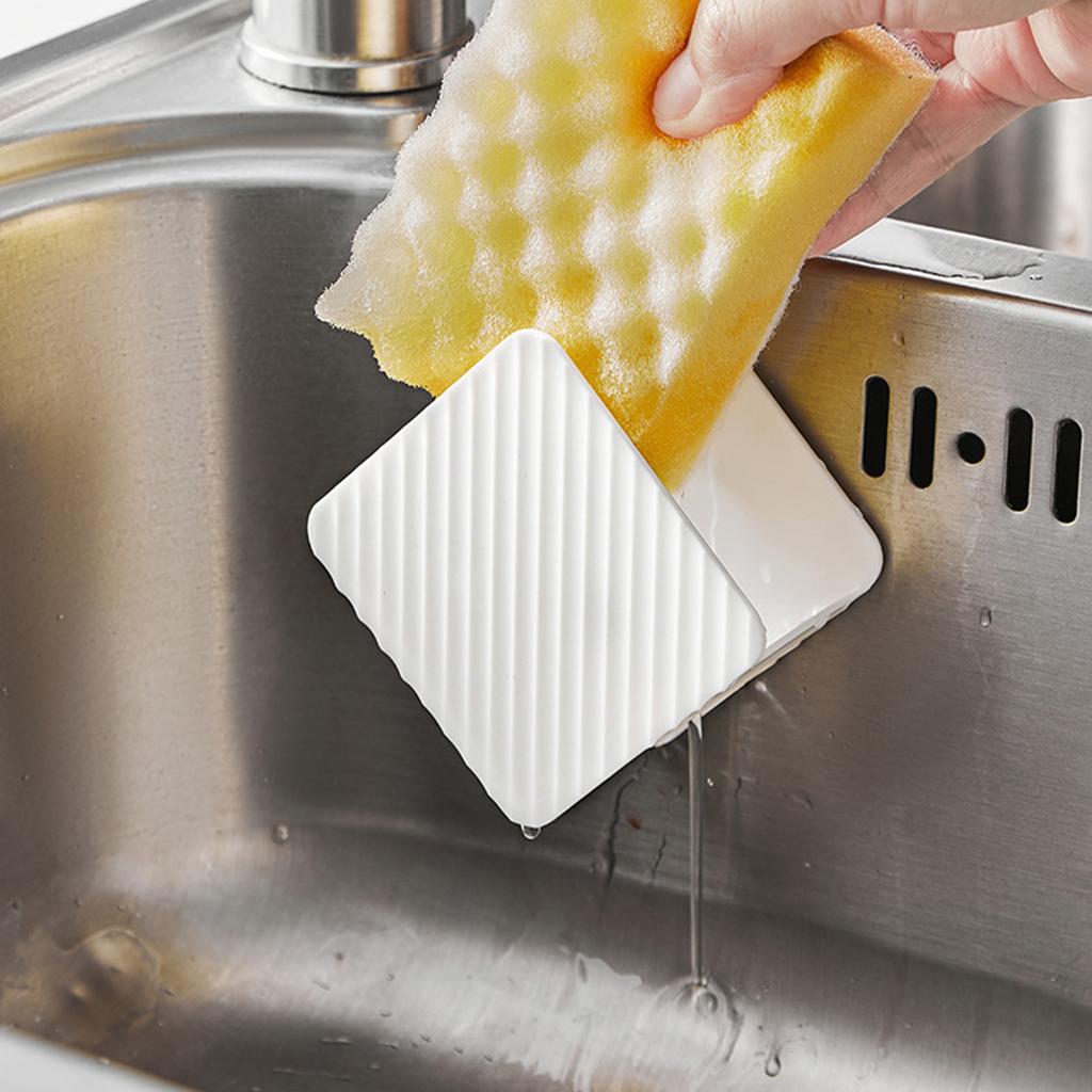 Dish Sponge Holder Multifunctional Storage Drain Rack for Kitchen Sink Plastic Dishwashing Scrubber
