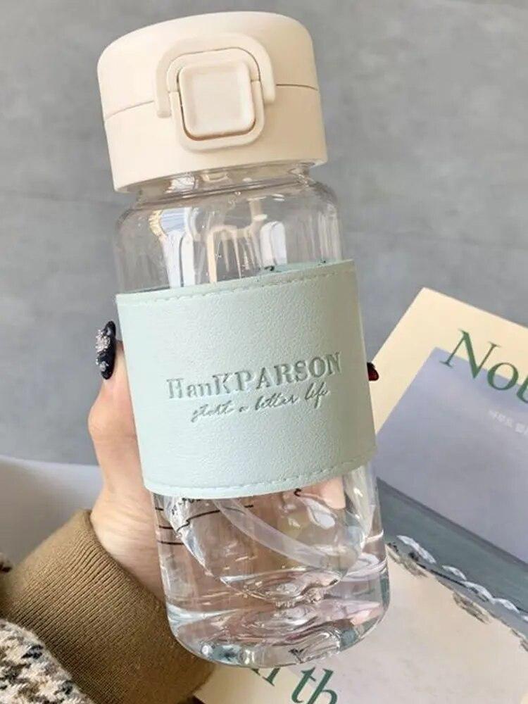 Sticlă de apă de 500 ml cu capac de tip pop-up din paie Sippy, portabil, drăguț, din plastic, pentru băutură.