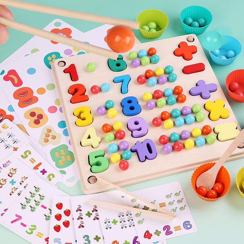 Wooden Kindergarten Arithmetic Clip Beads Math Cognitive Operation Children'S Fine Early Education Focus Educational Science And Education Toys