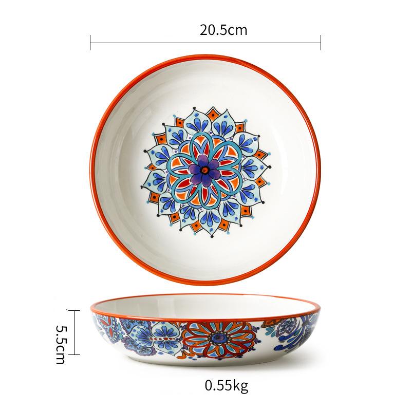 Creative Salad Plates,Soup Plates,Hand-Painted Ceramic tableware,Pasta Bowl Serve Porcelain Dishes Large 8inch